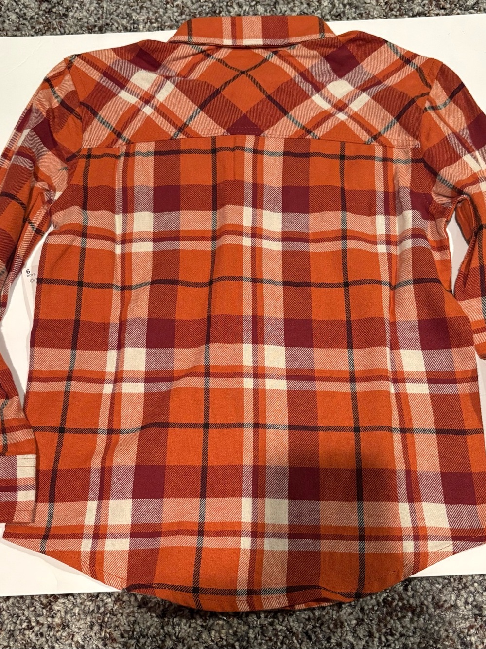 jumping beans Orange Plaid Button-Down Shirt with Cream and Burgundy Accents